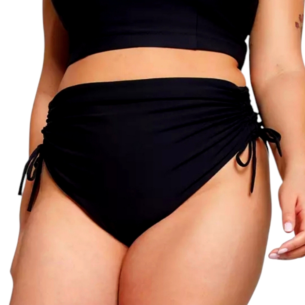 CALIA Adjustable Rise Ruched Vermillion Bikini Bottom - Picture 11 of 12